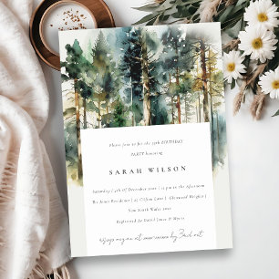 Elegant Watercolor Woodland Forest Birthday Invitation