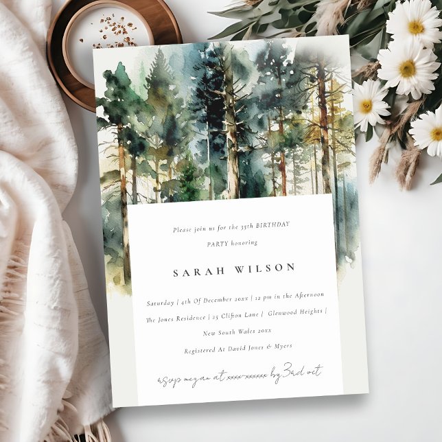 Elegant Watercolor Woodland Forest Birthday Invitation (Creator Uploaded)