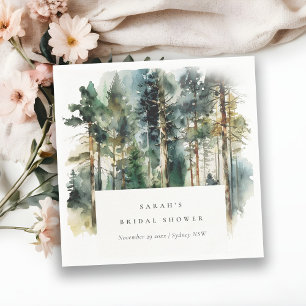 Elegant Watercolor Woodland Forest Bridal Shower Napkin