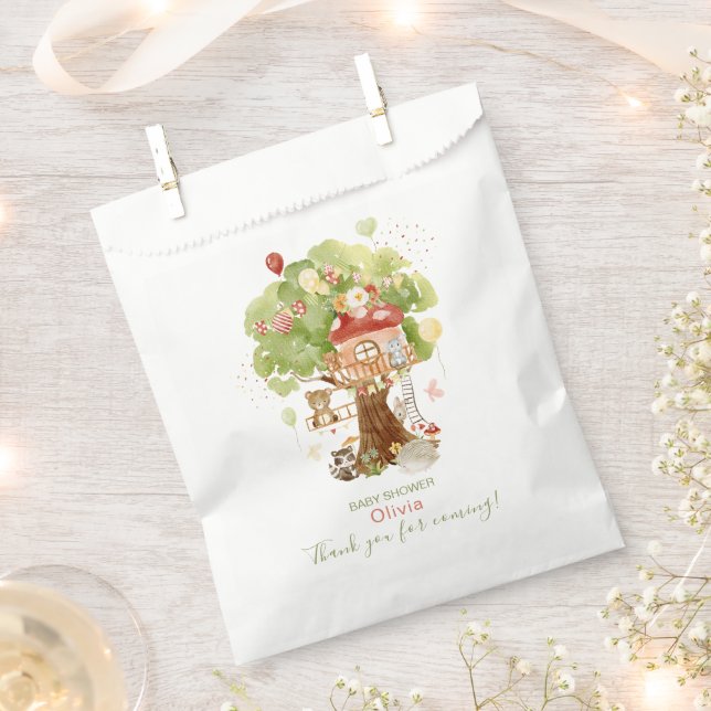 Elegant Watercolor Woodland party Baby shower Favour Bag (Clipped)