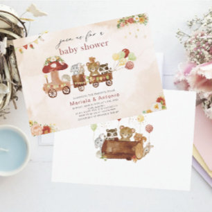 Elegant  Watercolor Woodland party Baby Shower Invitation