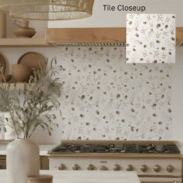 Elegant Watercolor Woodland Winterberry Pattern Ceramic Tile