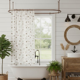 Elegant Watercolor Woodland Winterberry Pattern Shower Curtain
