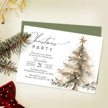 Elegant Watercolor Xmas Tree Christmas Party