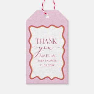 Elegant WatercolorMinimalist Wavy Hot Pink Orange  Gift Tags