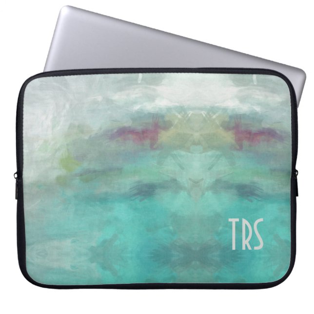 Elegant WatercolorMonogram Computer Protector Laptop Sleeve (Front)