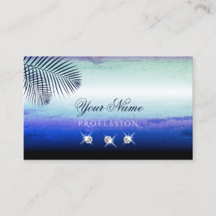 Elegant Watercolors Sky Clouds Sparkling Diamonds Business Card