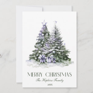 Elegant Watercolour Christmas Tree Holiday Card