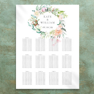 Elegant Watercolour Greenery Floral Seating Plan Poster