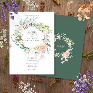 Elegant Watercolour Greenery Floral Wedding Invitation