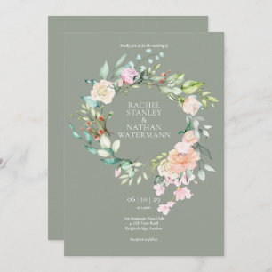 Elegant Watercolour Greenery Floral Wedding Invitation