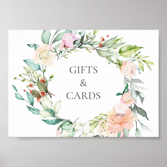 Elegant Watercolour Greenery Floral Wedding Sign (Front)