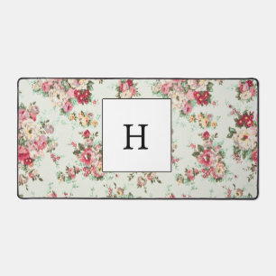 Elegant watercooler Monogramed Flowers Desk Mat