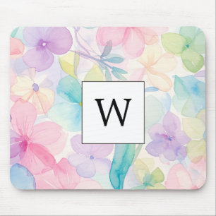 Elegant watercooler Monogramed Flowers Mouse Pad