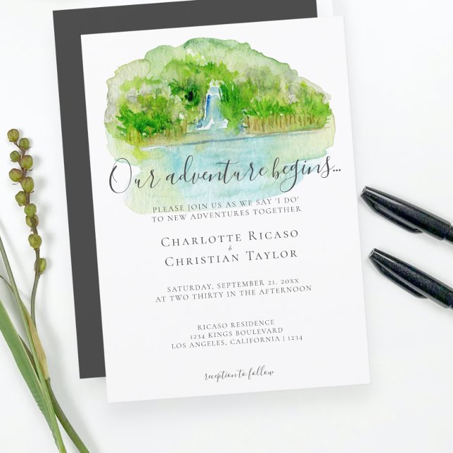 Elegant Waterfall Adventure Wedding Invitation (Creator Uploaded)