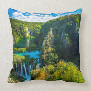 Elegant waterfall scenic, Croatia Cushion