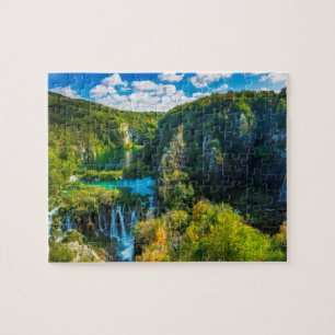 Elegant waterfall scenic, Croatia Jigsaw Puzzle