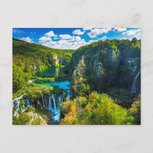 Elegant waterfall scenic, Croatia Postcard