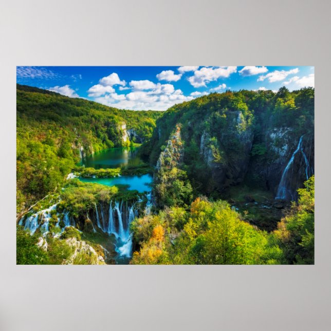 Elegant waterfall scenic, Croatia Poster (Front)