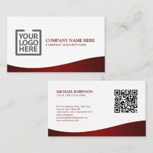 Elegant Wave Burgundy Corporate Identity Business Card
