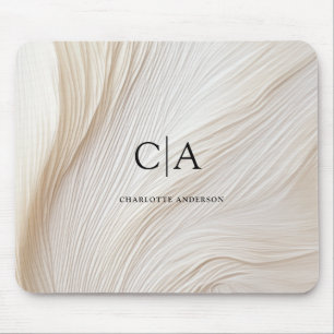 Elegant, wave, monogram mouse pad