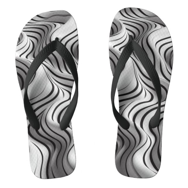 Elegant Waves Fabric Design 1 Thongs (Footbed)