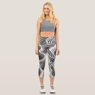 Elegant Waves Fabric Design 2 Capri Leggings