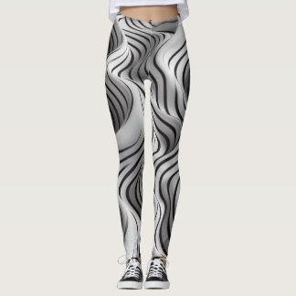 Elegant Waves Fabric Design 3 Leggings