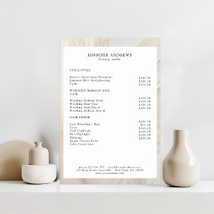 Elegant, Waves, Salon, Price List Poster