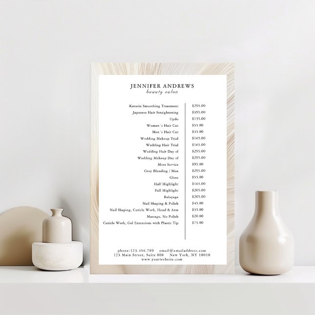 Elegant, Waves, Salon, Price List Poster (Creator Uploaded)