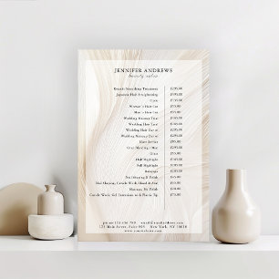 Elegant, Waves, Salon, Price List Poster