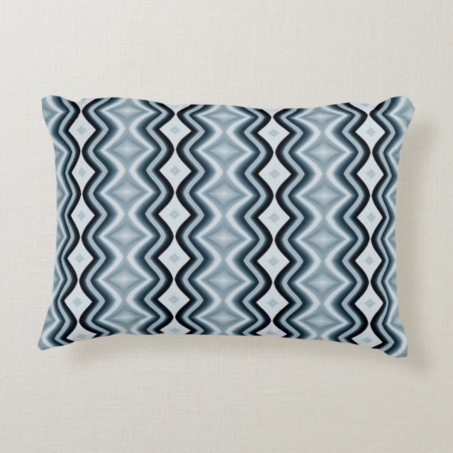 Elegant Wavy Blue Pattern Decorative Cushion (Back)