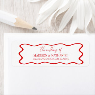 Elegant Wavy Border Wedding Return Address Label