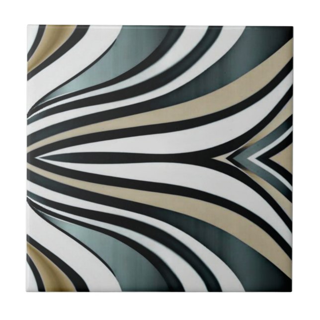 Elegant Wavy Pattern Colours Ceramic Tile (Front)