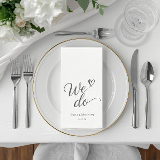 Elegant We Do Script Custom Wedding Guest Towel Napkin