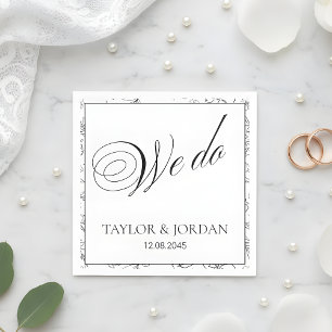 Elegant "We Do" Script Floral Wedding Custom  Napkin
