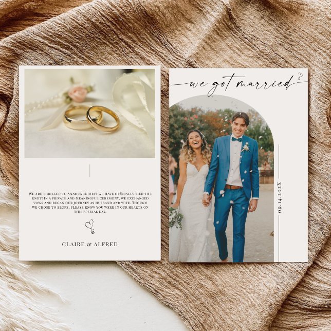 Elegant We Got Married Wedding Accouncement Card  (Creator Uploaded)