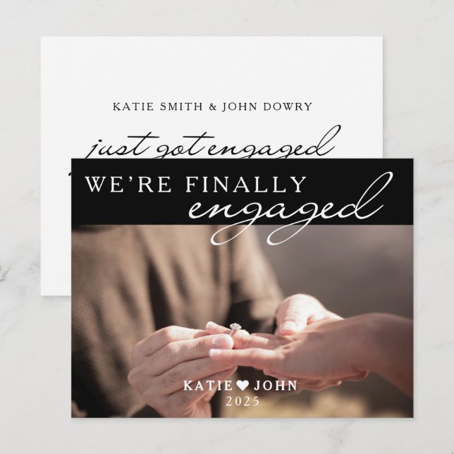 Elegant We’re Finally Engaged Photo Engagement Announcement Postcard (Front/Back)