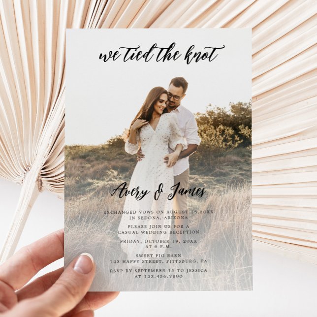 Elegant We Tied The Knot Photo Wedding Elopement  Invitation (Creator Uploaded)