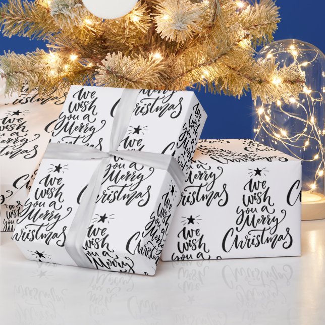 Elegant We Wish You a Merry Christmas Quote  Wrapping Paper (Holidays)