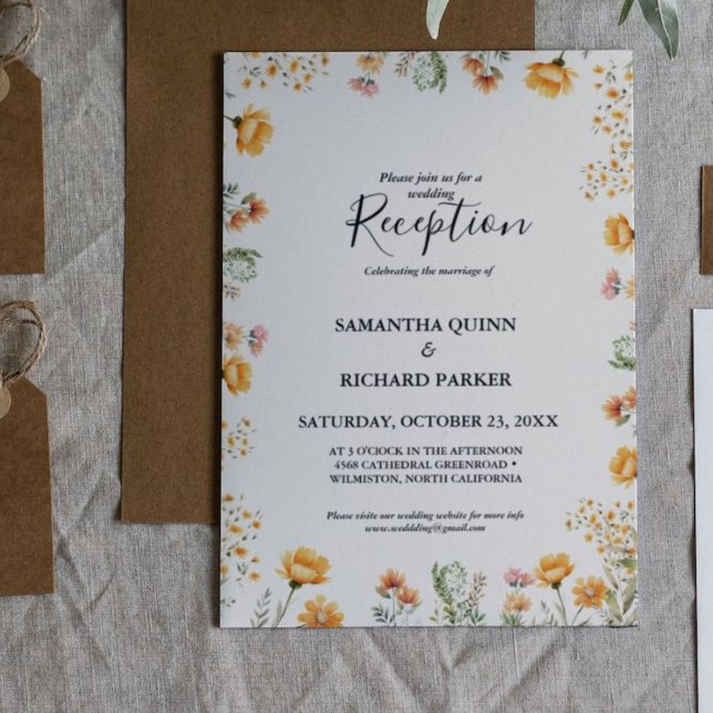 Elegant Weadow Wildflower Spring Wedding Reception Invitation (Creator Uploaded)