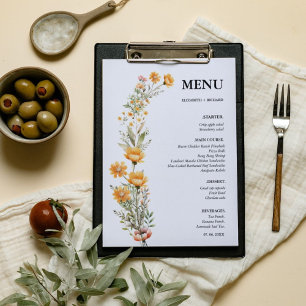 Elegant Weadow Wildflower wedding Bridal Shower Menu