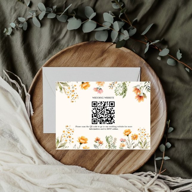 Elegant Weadow Wildflower Wedding Qr Code Wedding Enclosure Card (Creator Uploaded)