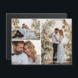 elegant wedding 3 photos collage thank you magnet<br><div class="desc">photos by freepik.com
elegant modern script wedding three photos collage thank you magnetic card</div>