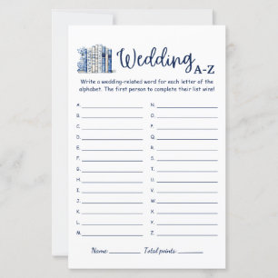 Elegant Wedding A-Z Bridal Shower Game