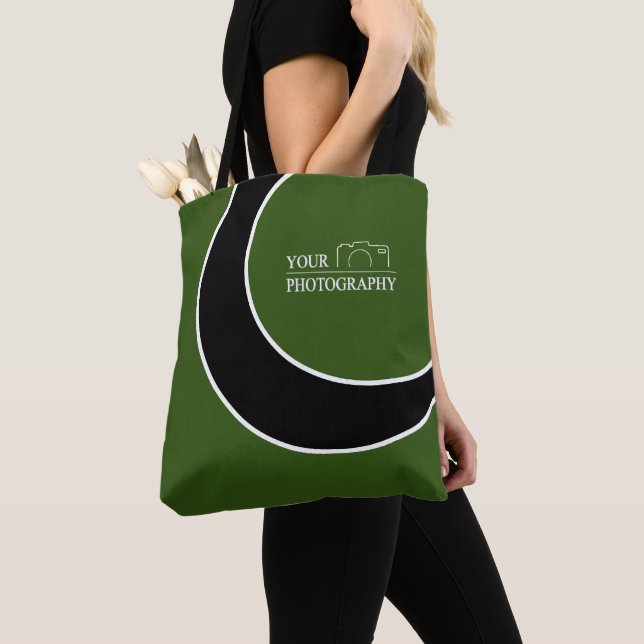 Elegant Wedding Add Personalised Photography Green Tote Bag (Close Up)