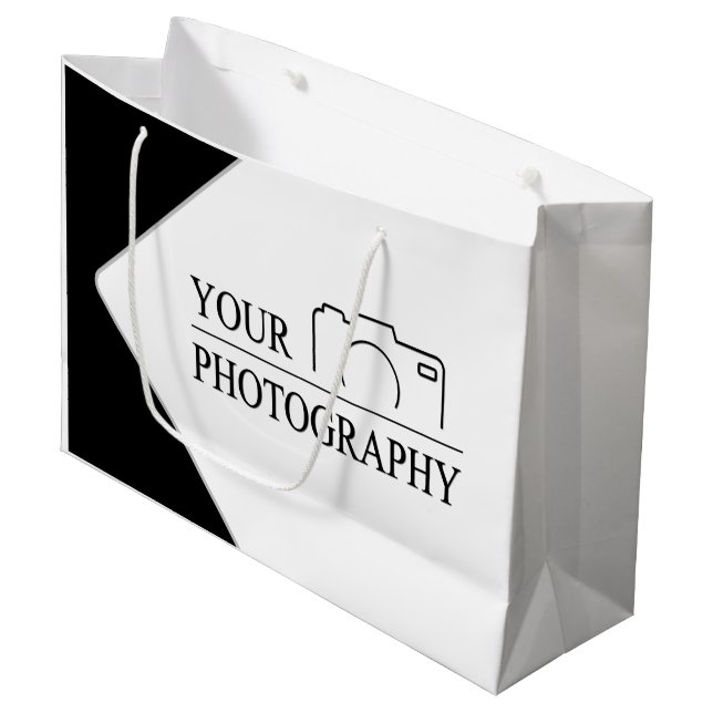 Elegant Wedding Add Personalised Photography Large Gift Bag (Front Angled)