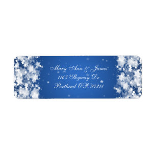 Elegant Wedding Address Dazzling Stars Blue Return Address Label