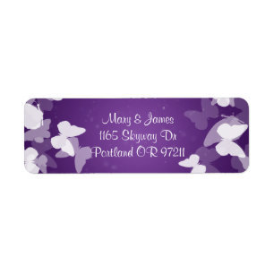 Elegant Wedding Address Elusive Butterflies Purple Return Address Label