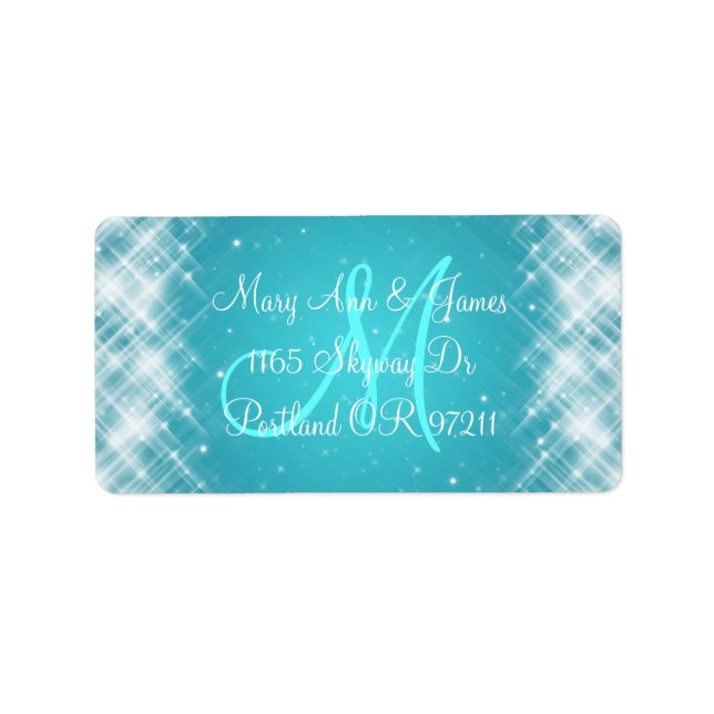 Elegant Wedding Address Glamourous Sparks Blue Label (Front)